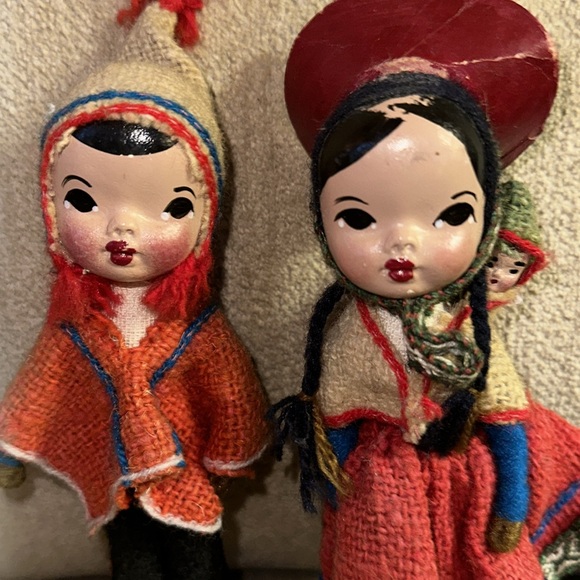 VINTAGE Peruvian Dolls Hand Woven and Painted Folk Art Boy Girl With Baby - Picture 4 of 6